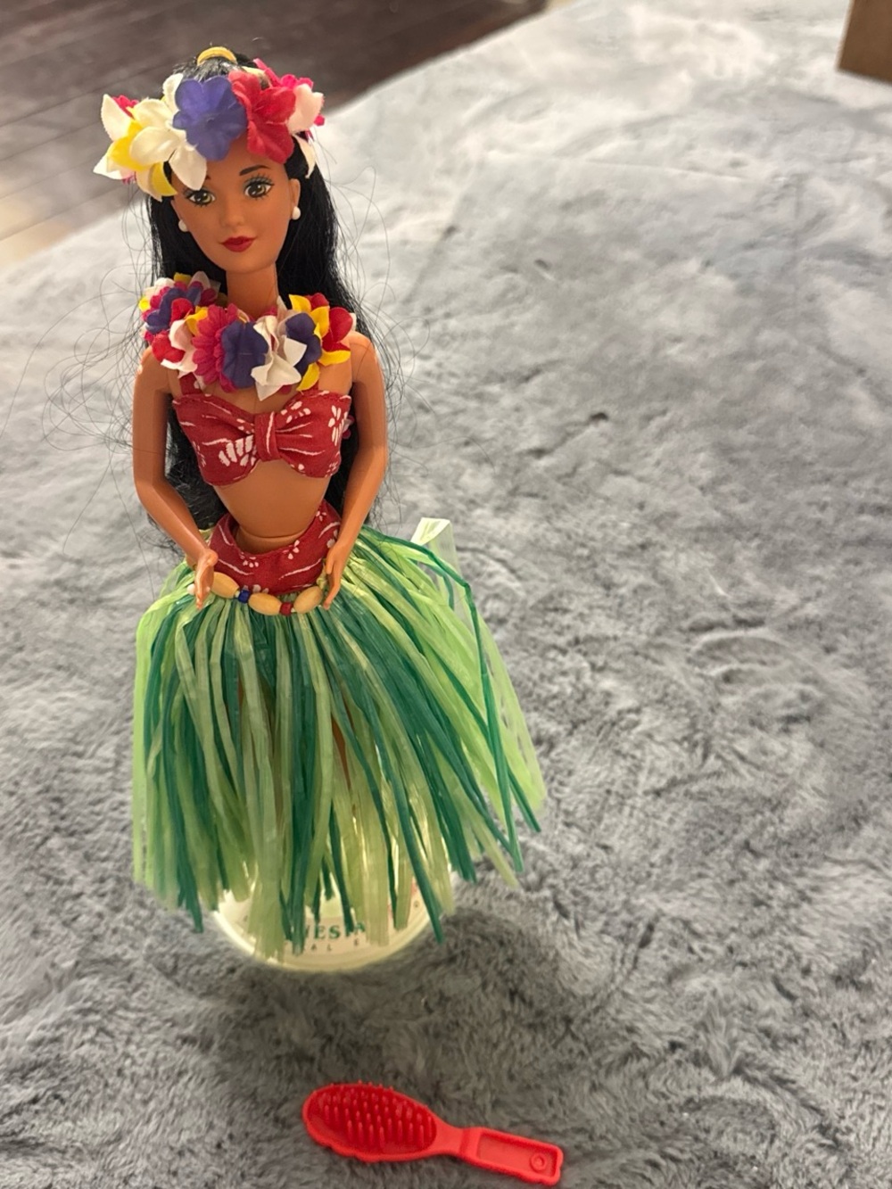 Barbie Tropical Hula Costume - Green Grass Skirt & Red Floral Top
